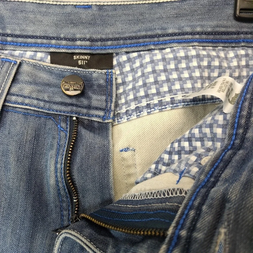 Levi's 511 Skinny Jeans Mens 31x31.5 Blue Y2K Zip‎ Pocket Stretch Denim Grunge